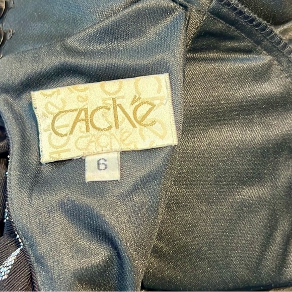 VTG Cach’e,Exquisite,Vintage Black & Silver,Open-Back Gown, Side Splits,6 - Picture 3 of 16